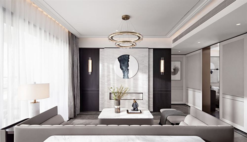 珠海室内装修中州府125平米四居-新中式风格室内设计家装案例