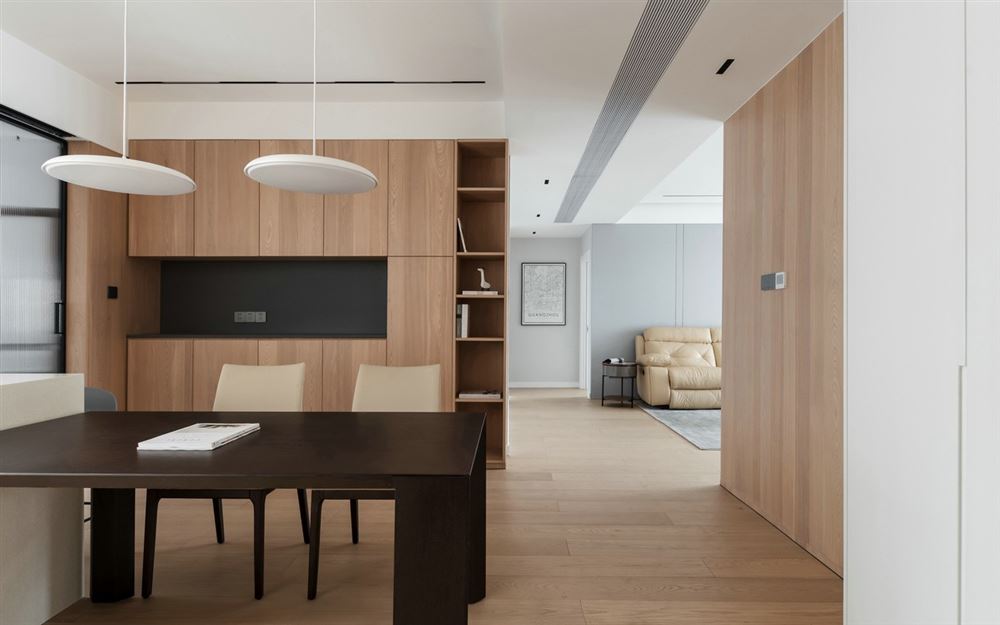 珠海室内装修佛山奥园159平方米四居-现代极简原木风格室内设计家装案例